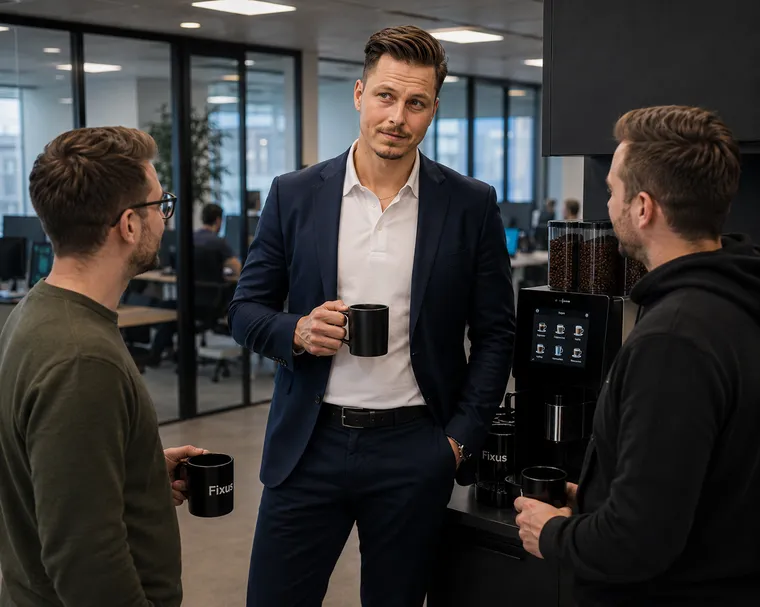 Pierre i möte på kontoret